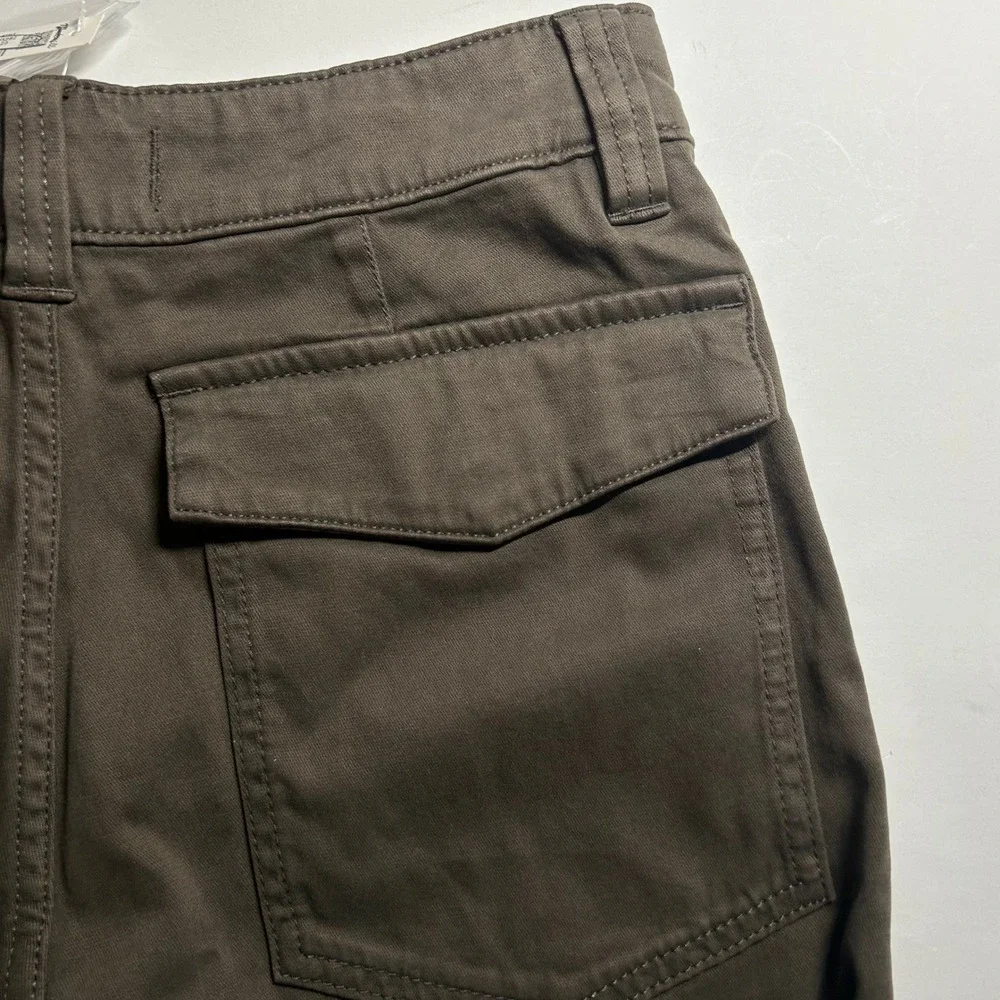 Madewell Womens Olive Darted Barrel Leg Cotton Blend Pants Trousers 23 New - Picture 6 of 10